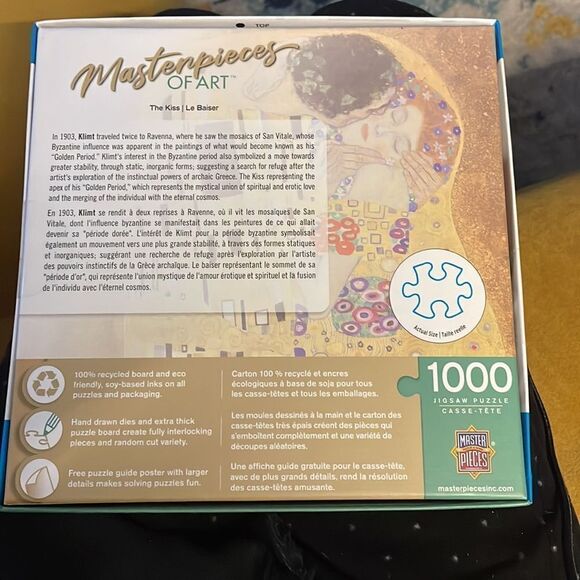 Gustav Klimt The Kiss 1000-Piece Jigsaw Puzzle - Picture 2 of 4